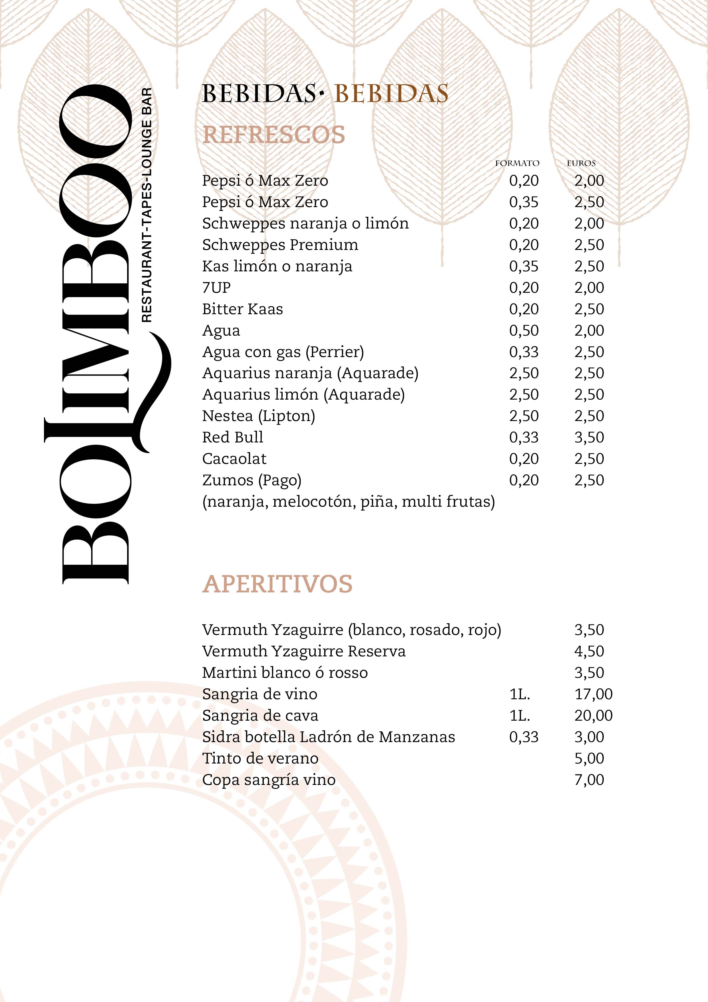 REFRESCOS Y APERITIVOS