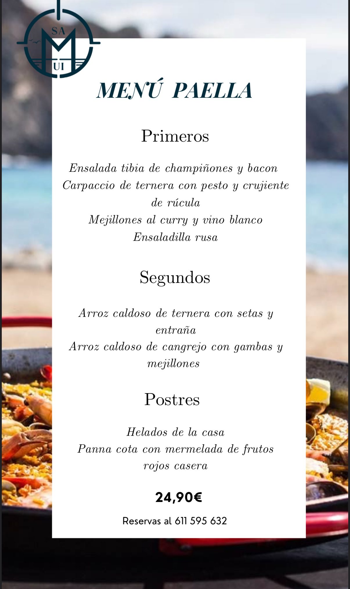 Menú Paella
