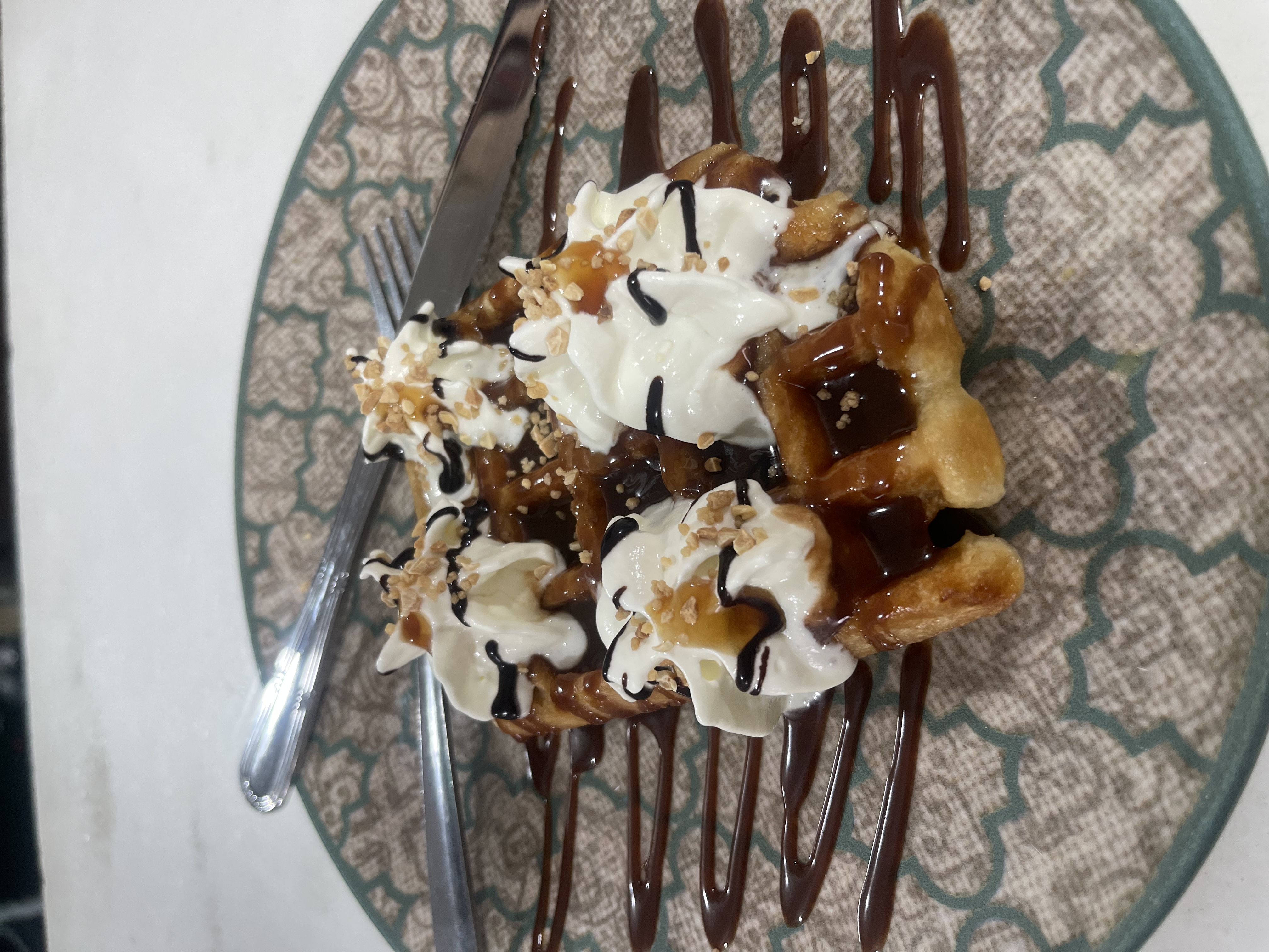 Gofre chocolate y nata