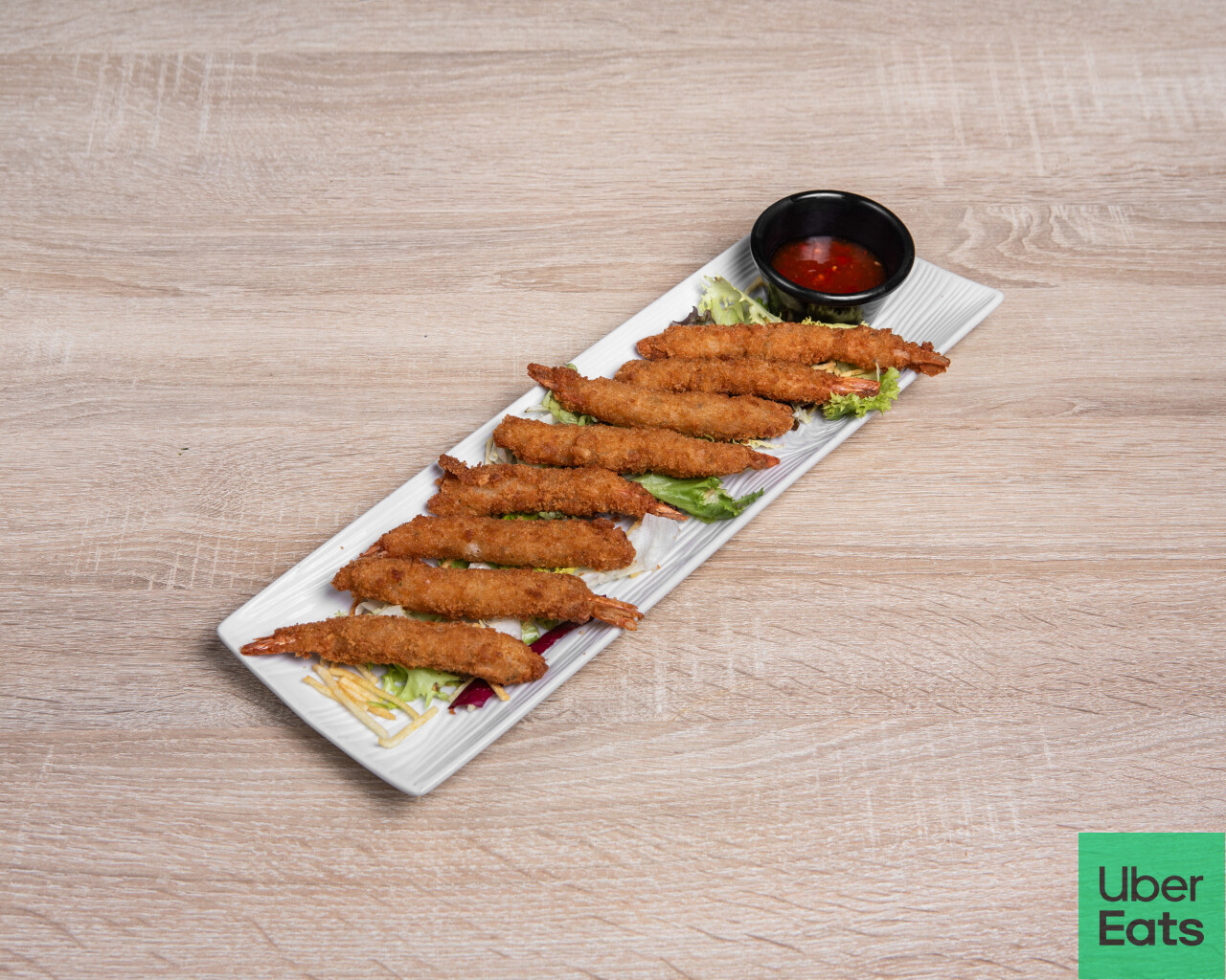 LANGOSTINOS EN TEMPURA CON SALSA AGRIPICANTE