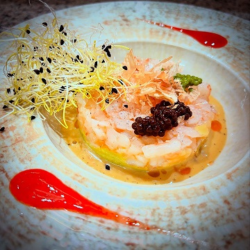 Tartar  de gamba Roja , al estilo del Chef
